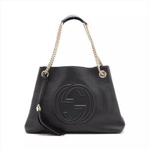 Gucci Soho Black Leather Chain Tote – Mint Condition